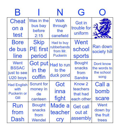Lodge School Bingo Card