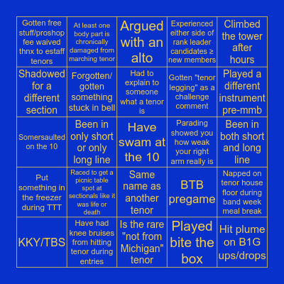🎷MMB TENORS: ONCE MORE FOR OPTIONS Bingo Card