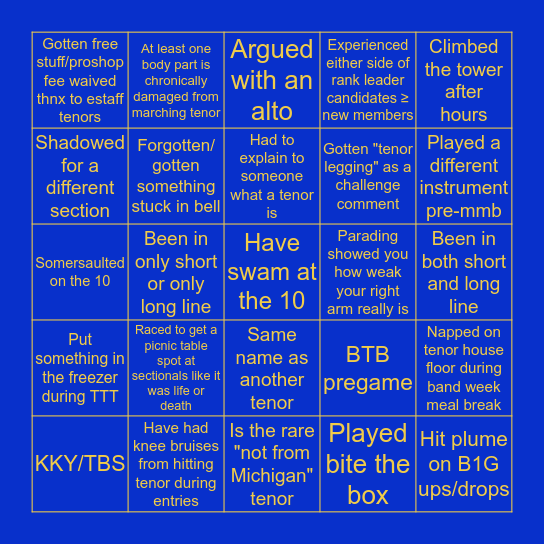 🎷MMB TENORS: ONCE MORE FOR OPTIONS Bingo Card