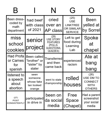 iykyk Bingo Card