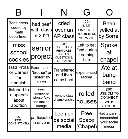 iykyk Bingo Card