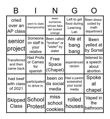 iykyk Bingo Card