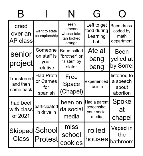 iykyk Bingo Card