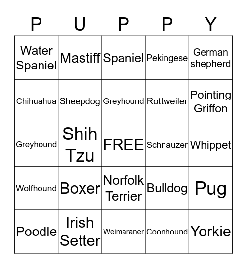 GUNTER Bingo Card