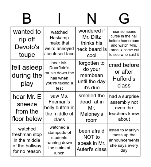 NCC BINGO Card