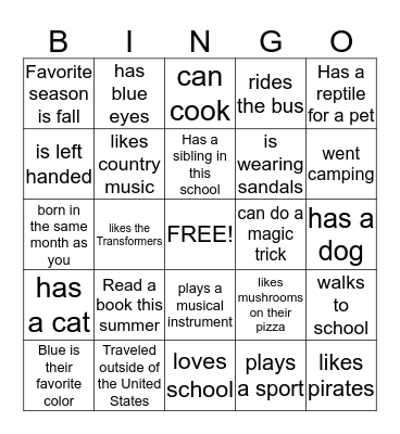 Find Someone Who…….. Bingo Card