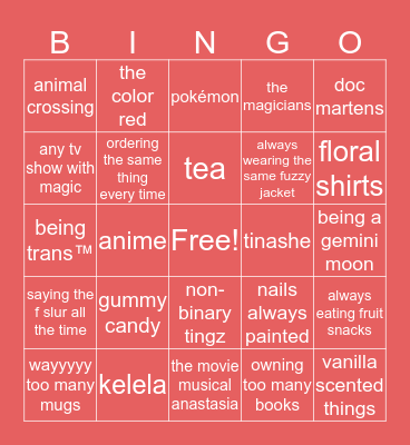samira bingo Card