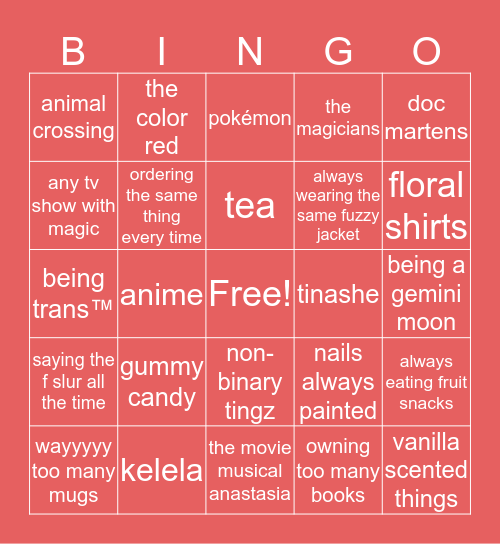 samira bingo Card
