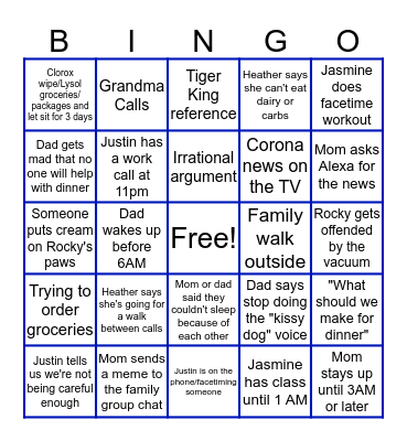 Barash Family Bingo Card