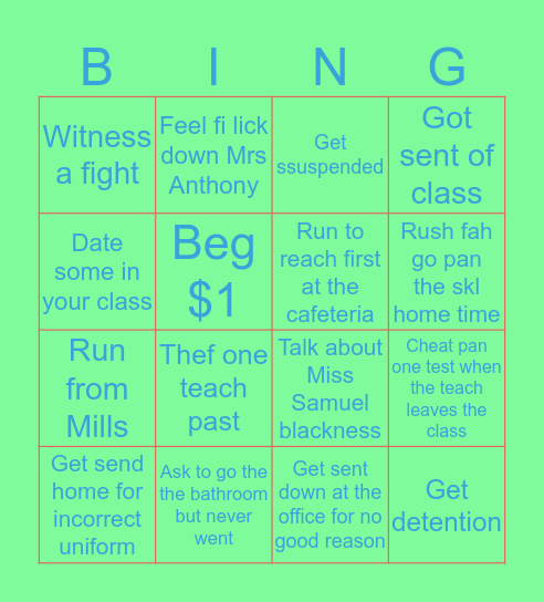 G.S.S Bingo Card
