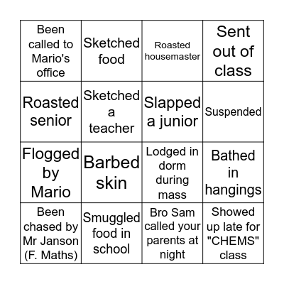 MBJ Bingo Card