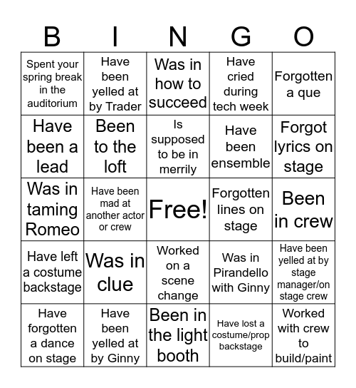 Pirandello Bingo Card