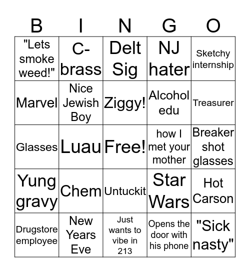 Noah Perl Bingo Card