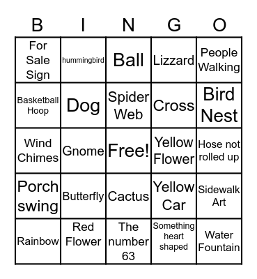 Neighborhood Bingo CMH Bingo Card