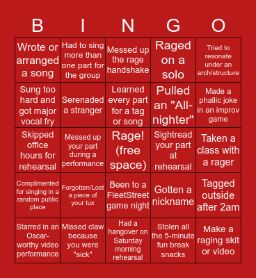 FLEET STREET BINGO Card
