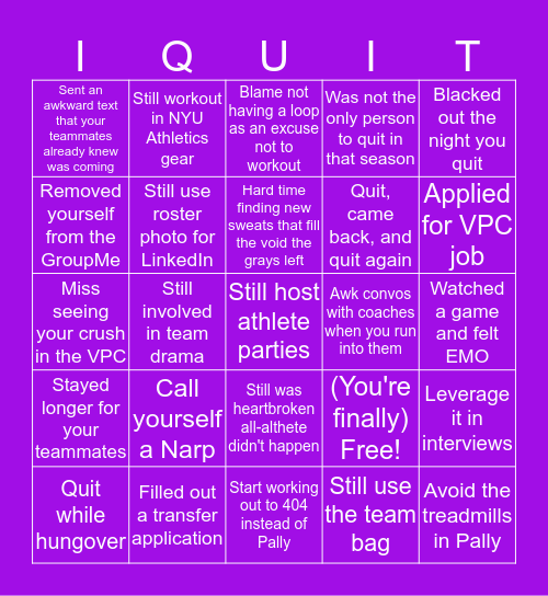 NYU Athletics? Bingo Card