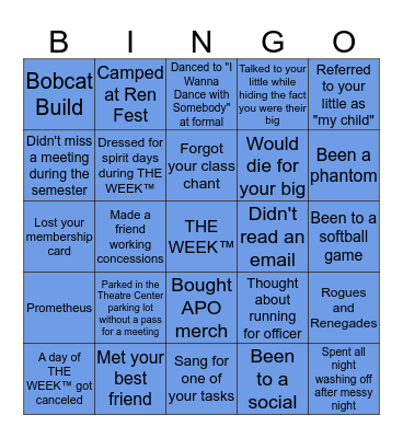 APO BINGO Card