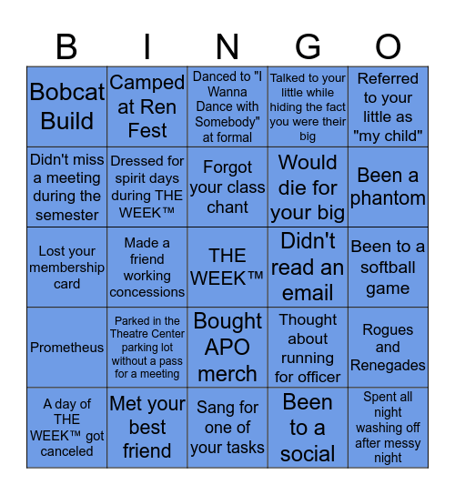 APO BINGO Card