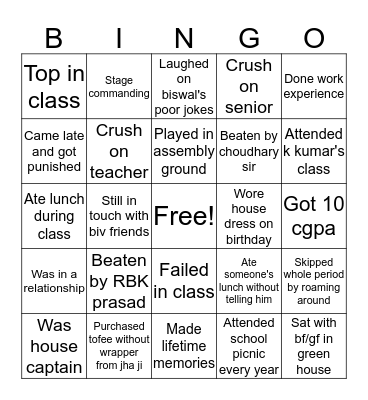 BIV BINGO Card