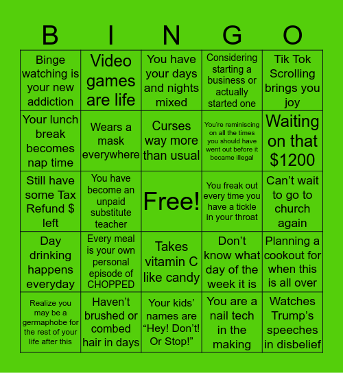 Quarantine Bingo 🥴 Bingo Card