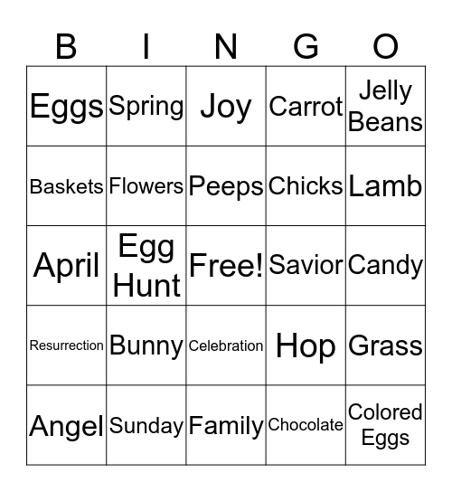 Easter Bingo Card