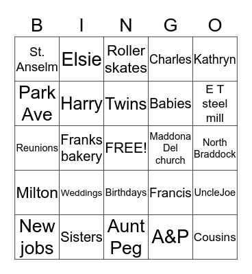 JESSEL REUNION Bingo Card
