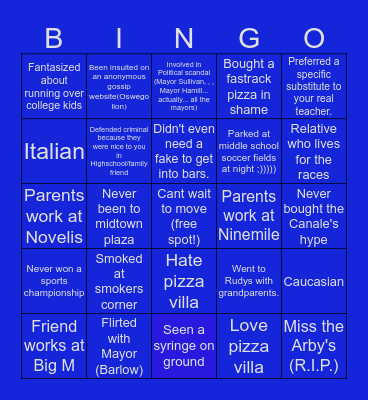 J.N.N.'S Oswego Bingo! Bingo Card