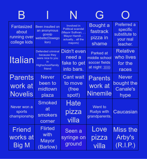J.N.N.'S Oswego Bingo! Bingo Card