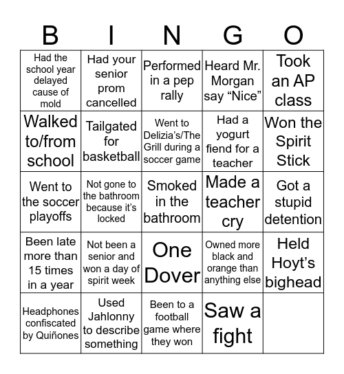 DHS Bingo Card