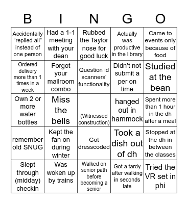 Loomis Bingo Card