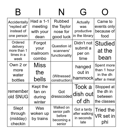 Loomis Bingo Card