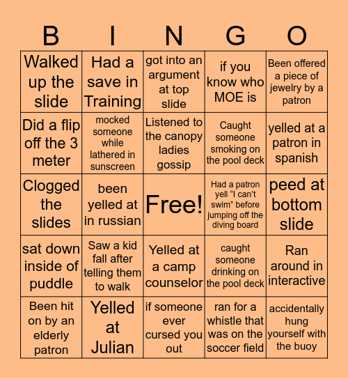 Cantiague Bingo Card