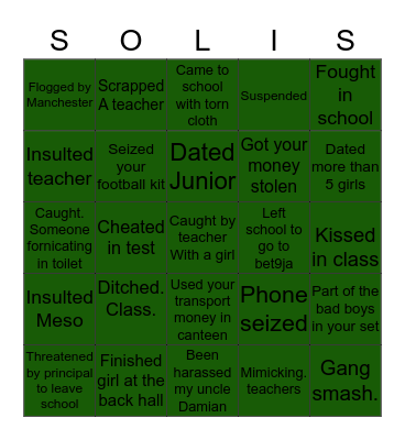 SOLIS BINGO 🌀🌀 Bingo Card