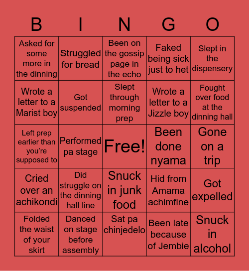 MAMOSS Bingo Card