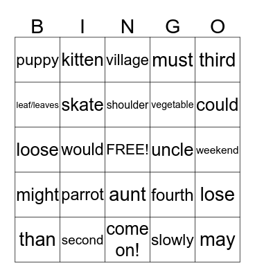Bingo Card