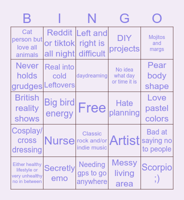 Abby Bingo Card