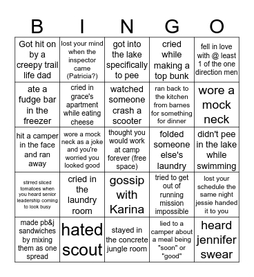 RH Anti-Scout Bingo Card