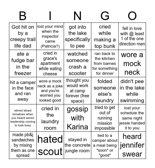 RH Anti-Scout Bingo Card