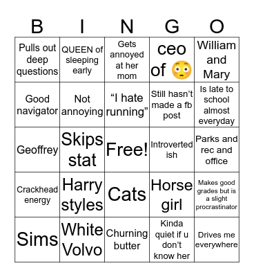 Beth Bingo Card