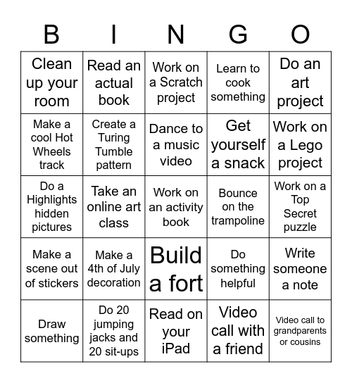 Luca's Summertime! Bingo Card