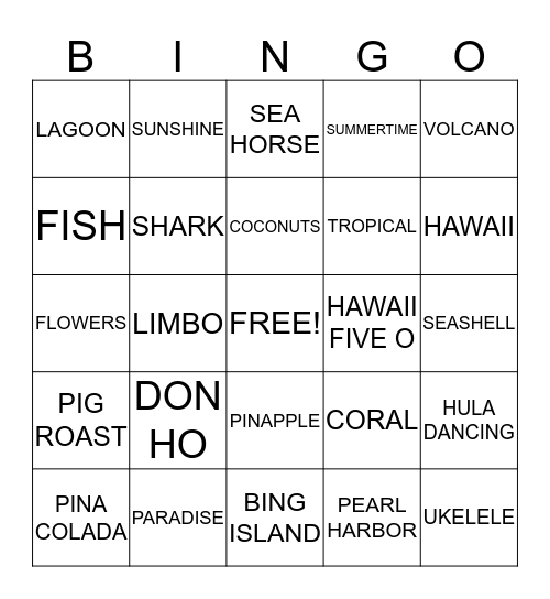 AHOLA Bingo Card