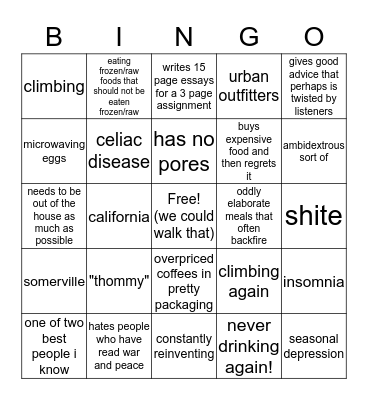 thom Bingo Card