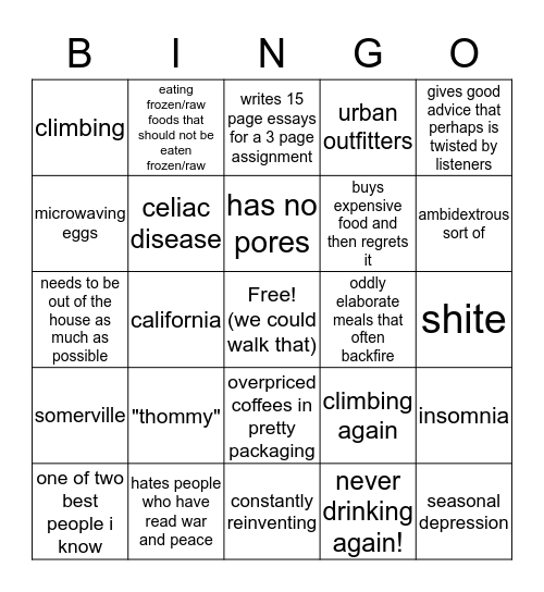 thom Bingo Card