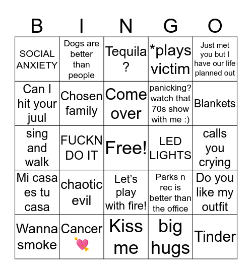 LIZZIE Bingo Card