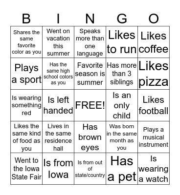 LAS 101 Bingo Card