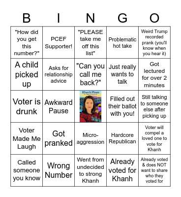 Phonebank Bingo! Bingo Card