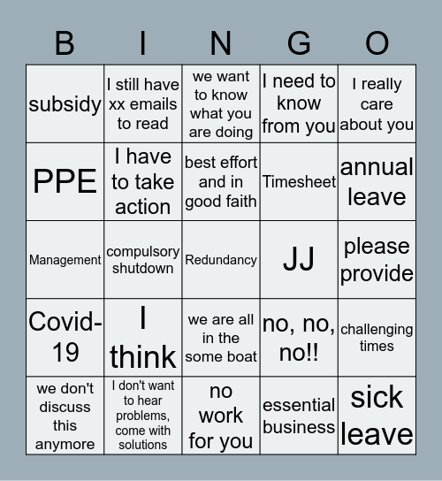 Tourism and Trouble Bullshit Bingo Card