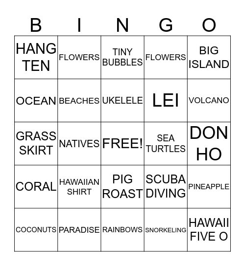 AHOLA Bingo Card