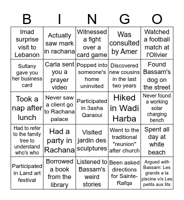Rachana Bingo Card