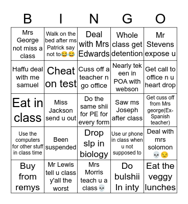Adventist Skl Bingo Card